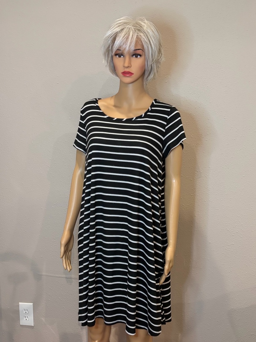 Olivia Matthews Black & White Striped Swing Tunic